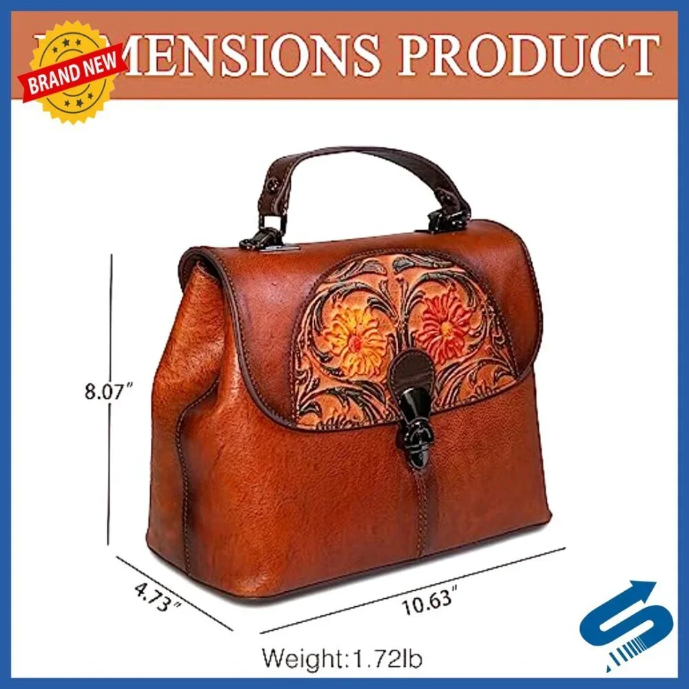 Genuine Leather Satchel Handbag Crossbody Hobo Top Handle Purse Vintage